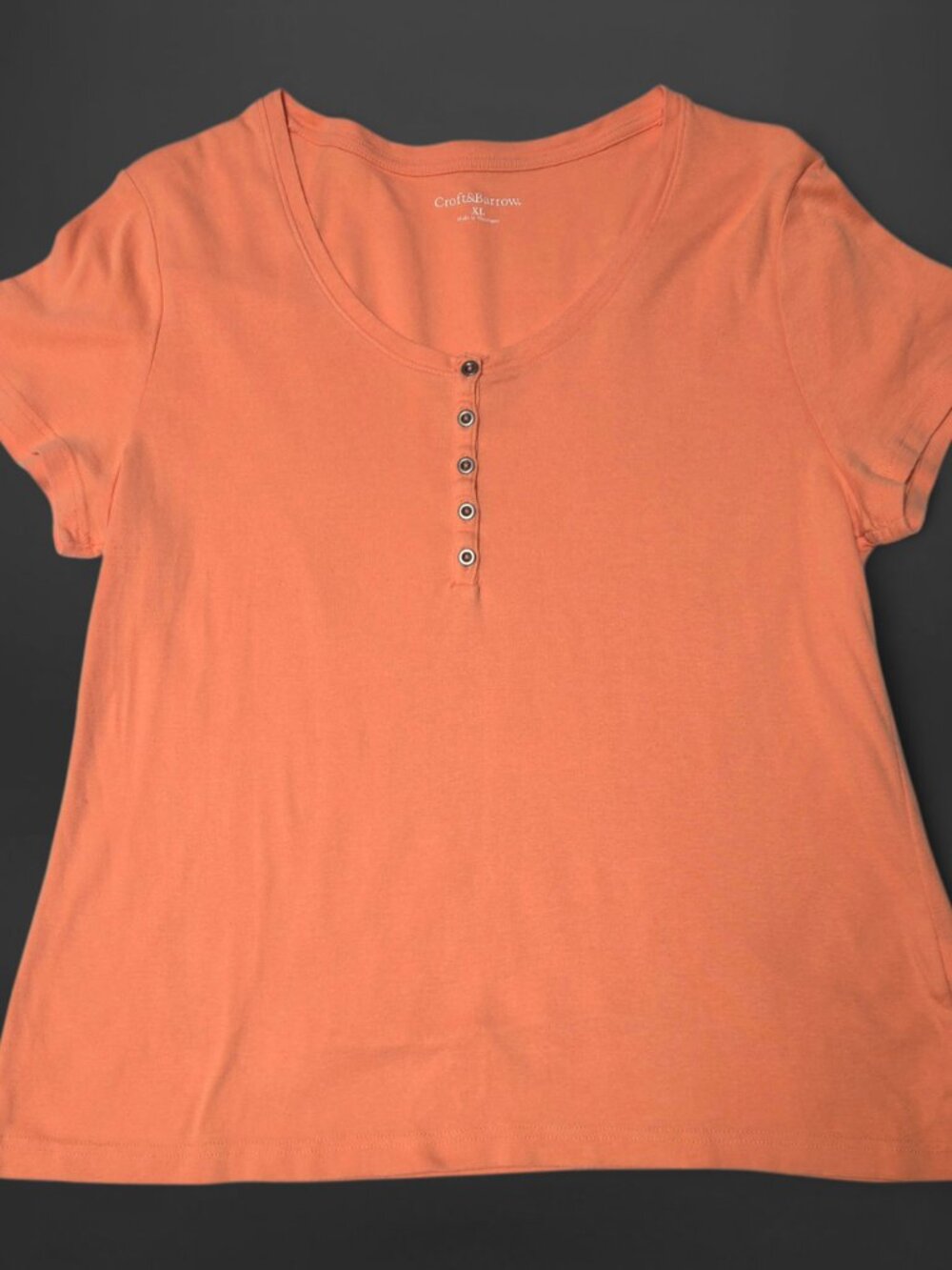 Croft & Barrow Classic Button Orange TShirt (XL)